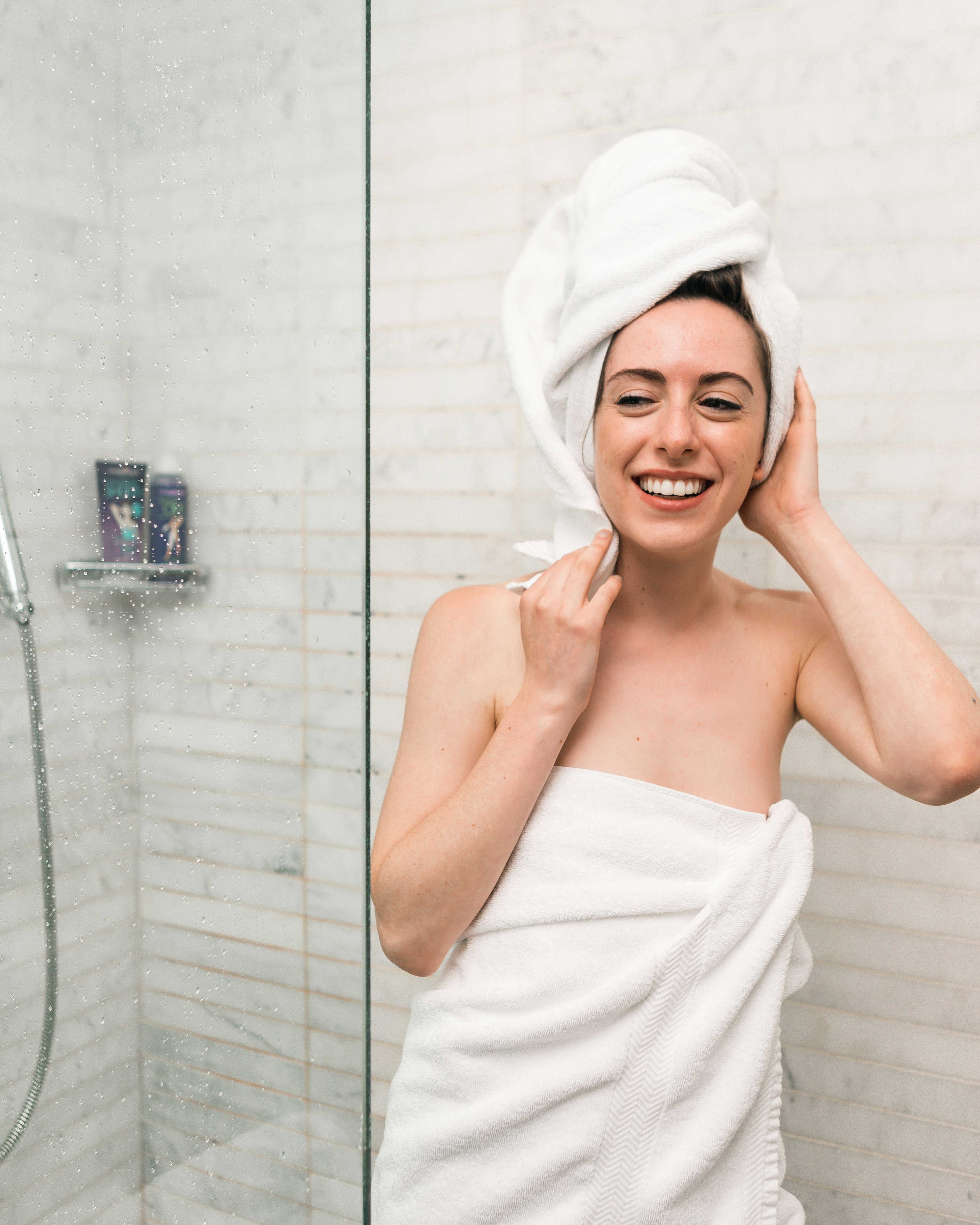 woman inside bathroom